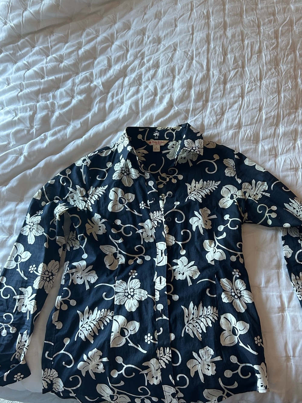 Brooks Brothers Navy and White Floral Button-Down Shirt